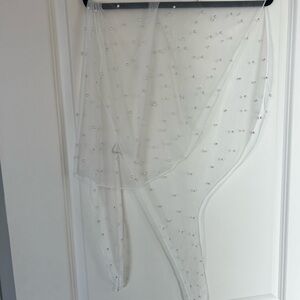 Elegant Sheer White Beaded Shawl